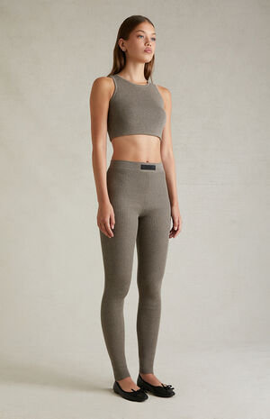 Women's Heather Grey Sweater Knit Leggings image number 2