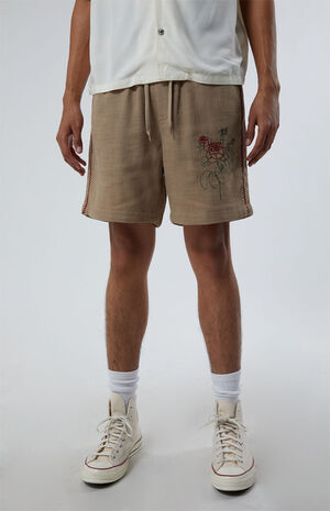 Embroidered Linen Volley Shorts image number 2