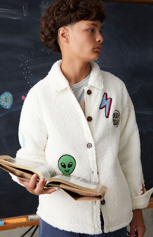 Off White Sherpa Homecoming Jacket image number 1