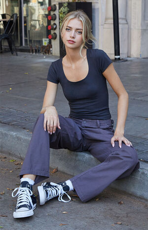 Black Basic Scoop T-Shirt image number 4