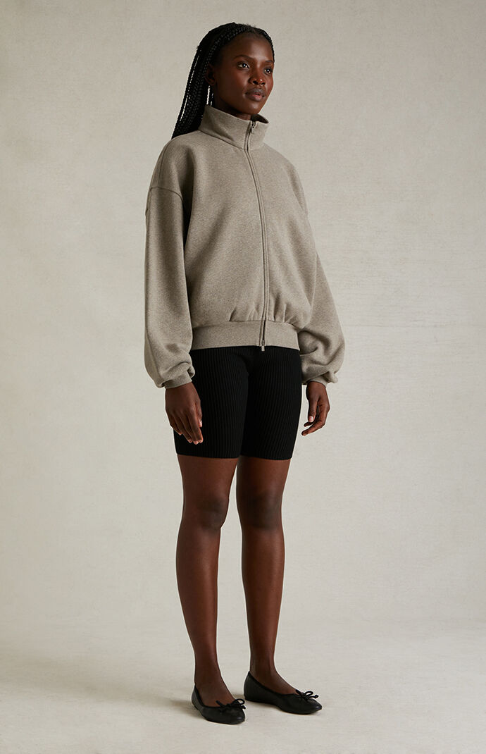 【FOG Essentials】Women's Heather Grey Zip Up Jacket Fear of God Essentials Women's Heather Grey Zip Up Jacket