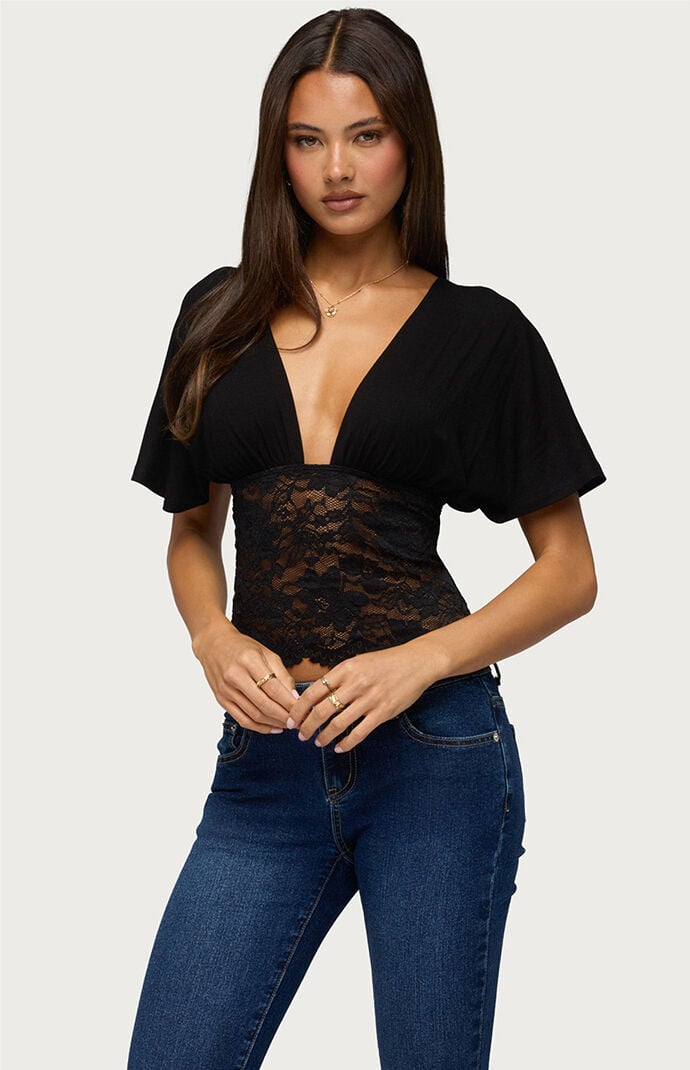 Edikted Jaeda Lace Flutter Top