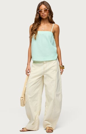 Gili Contrast Stitched Barrel Jeans image number 5