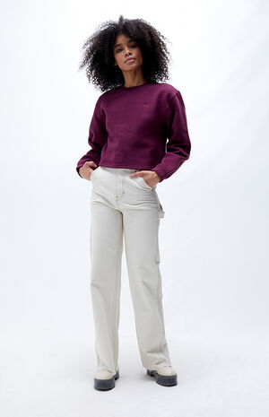 Purple ComfyCush Cropped Crew Neck Sweatshirt image number 4