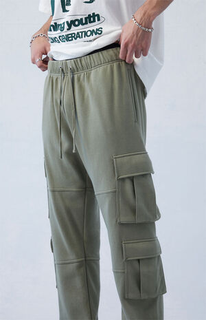 Terry Olive Straight Cargo Sweatpants image number 3