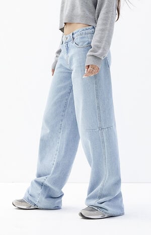 Casey Light Indigo Seam Low Rise Baggy Jeans image number 3