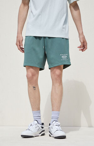 Green Solid Mesh Volley Shorts image number 3