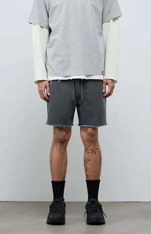 Active Washed Black Cutoff Fleece Sweat Shorts image number 2