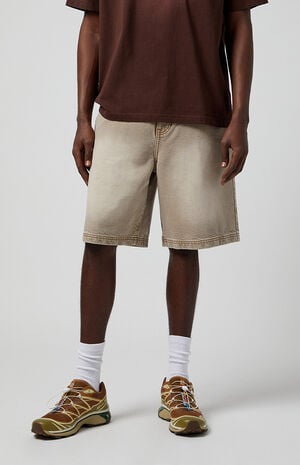 Khaki Baggy Denim Shorts image number 3