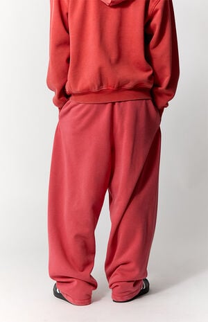 Red Washed Fleece Extreme Baggy Sweatpants image number 4