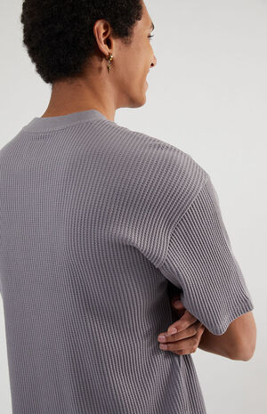 Gray Waffle Knit Boxy T-Shirt image number 2