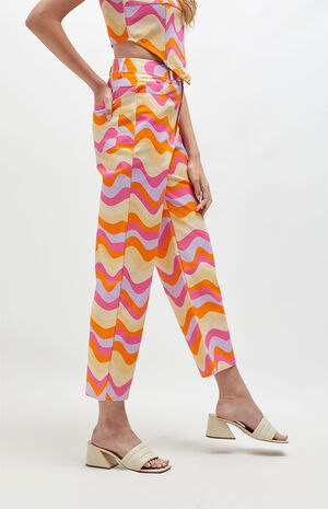 Organic Wavy Print Cropped Straight Leg Pants image number 2