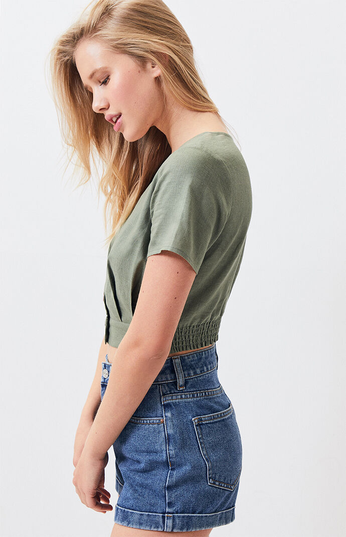 Button Front Woven Top