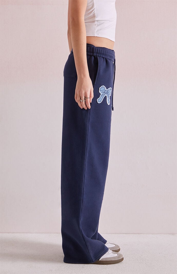 Beverly and Beck Denim Bow Applique Baggy Sweatpants | Pacsun