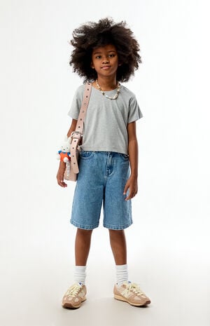 Heather Gray Ribbed Skimmer T-Shirt image number 5