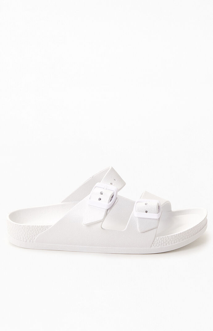 Women's Rubber Double Buckle Slide Sandals