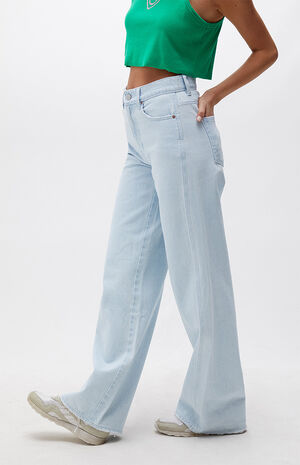 Eco Light Blue High Waisted Baggy Jeans image number 3