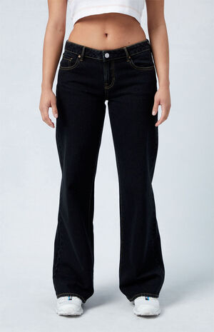 Eco Black Low Rise Wide Leg Jeans image number 2