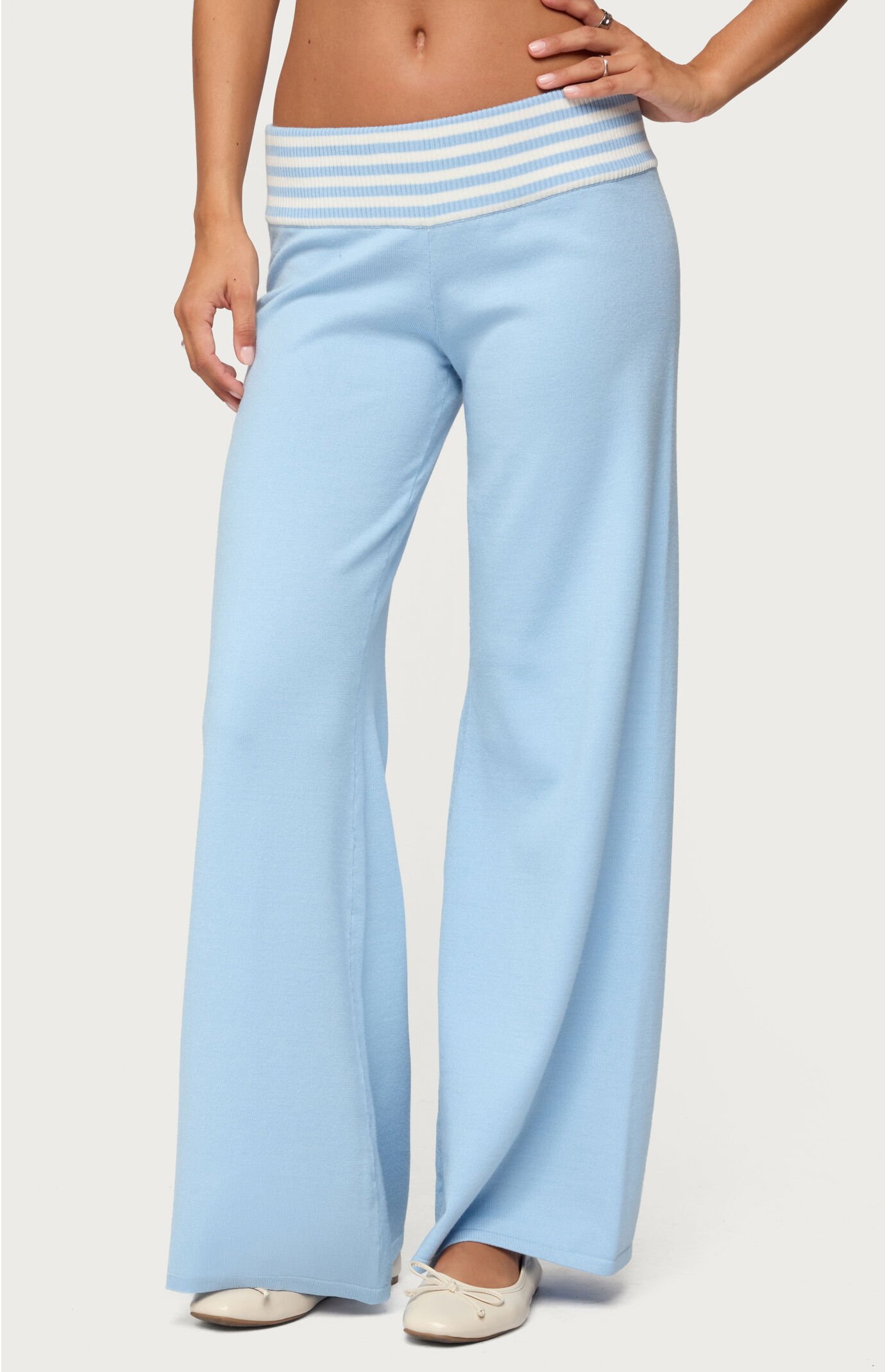 Edikted Clarisse Stripey Flared Knit Pants