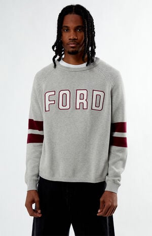 Heather Grey Striped Crew Neck Sweater