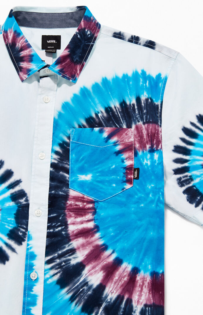 Tie-Dyed Short Sleeve Button Up Shirt