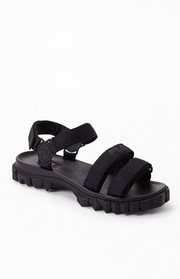 fila sandals all black