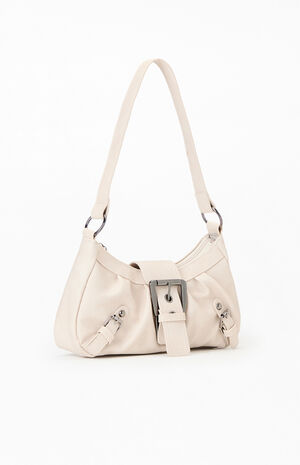 Cream Faux Leather Buckle Bag image number 2