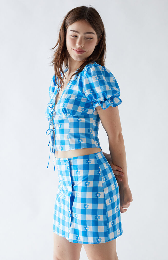 Another Girl Gingham Wrap Skirt PacSun