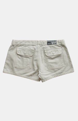 2000s White Y2K Low Rise Micro Shorts image number 2