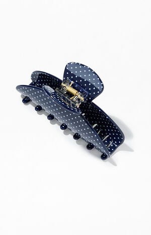 Navy Polka Dot Hair Claw Clip image number 2