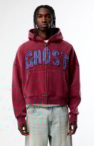 Ghost Washed Cropped Full Zip Hoodie image number 1