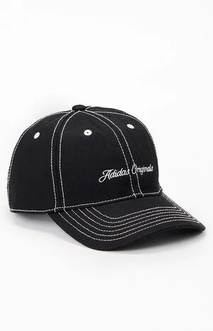 Black Signature Strapback Dad Hat image number 1