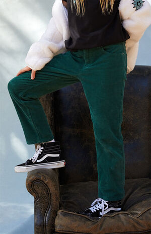 Green Corduroy Straight Leg Pants image number 3