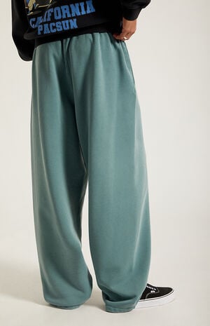 Green Washed Fleece Extreme Baggy Sweatpants image number 5