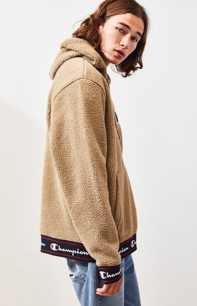 champion sherpa hoodie tan