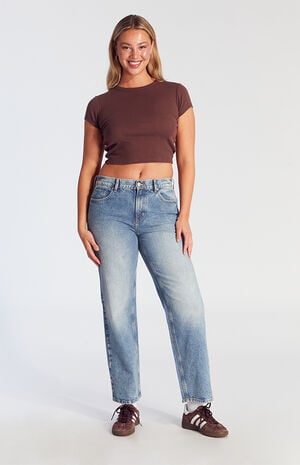 Jordyn Stretch Low Rise Straight Leg Jeans Medium Indigo