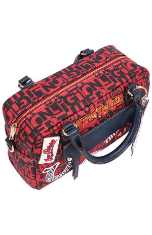 Red Multi Patch Graphic Satchel Bag image number 5