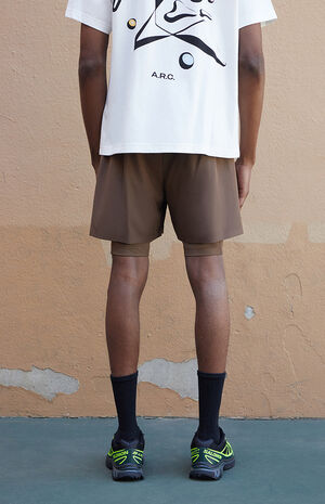 Active Brown Mesh Running Shorts image number 5