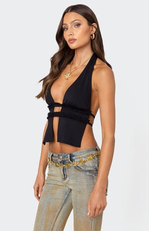 Luma Split Front Backless Halter Top image number 3