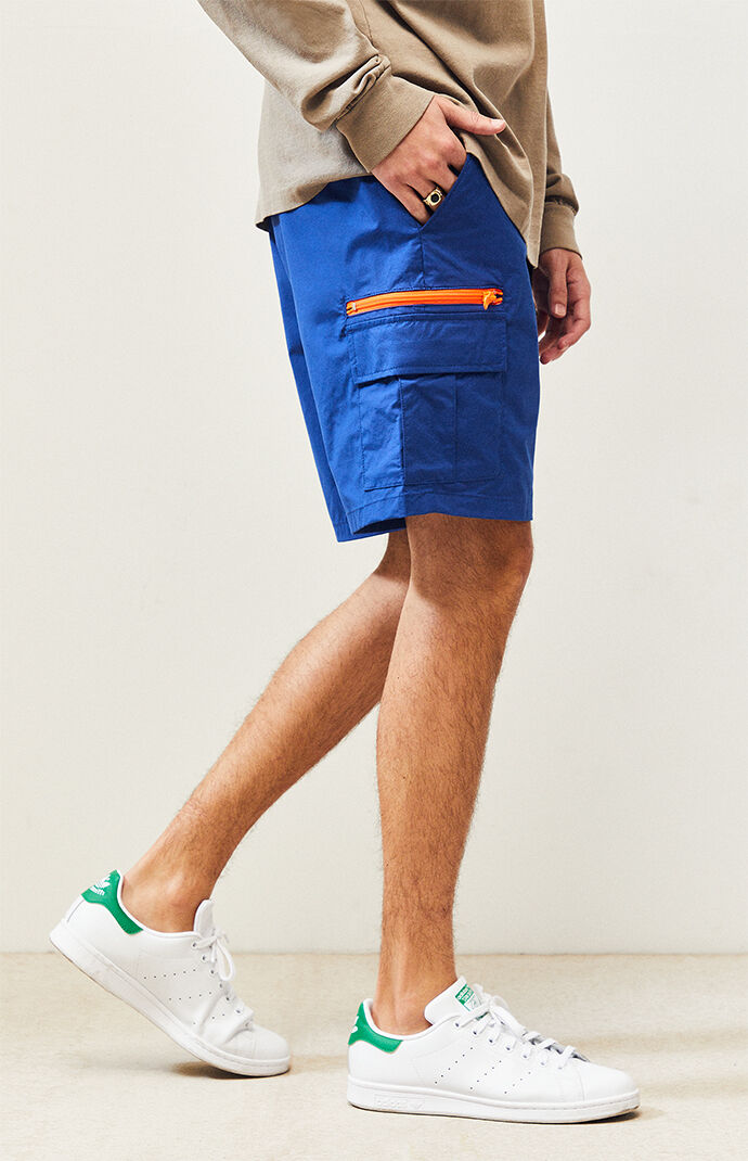 Blue Nylon Cargo Shorts