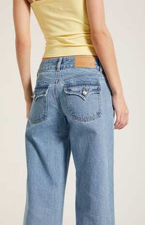 Casey Low Rise Baggy Jeans Double Button Medium Indigo image number 5