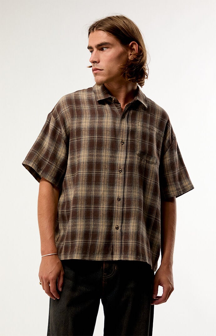 Pacsun Brown Plaid Woven Flannel Shirt