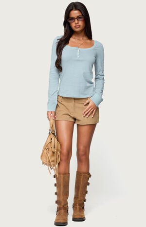 Steffey Scoop Neck Henley Top image number 5