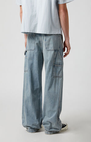 Light Indigo Slub Extreme Baggy Carpenter Jeans image number 4
