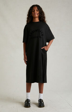 Essentials Black 3/4 Sleeve T-Shirt Dress image number 2
