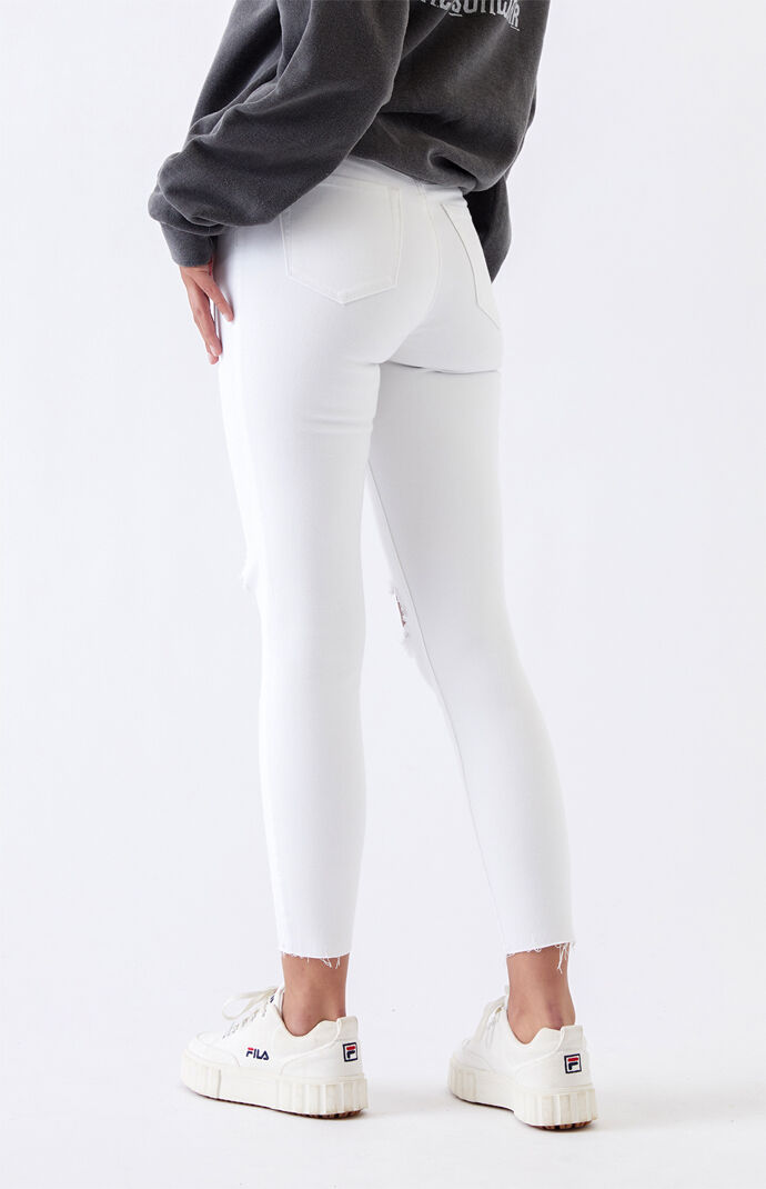 high waisted white jeggings
