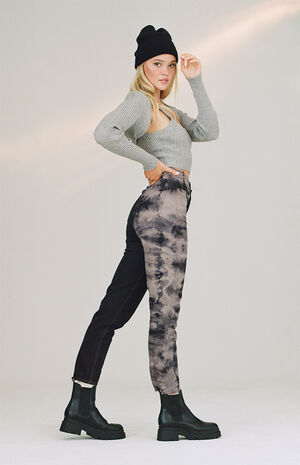 Eco Two-Tone Tie Dye Ultra High Waisted Slim Fit Jeans image number 4