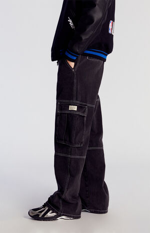 Blake Extreme Baggy Jeans Contrast Stitch Cargo Black image number 3