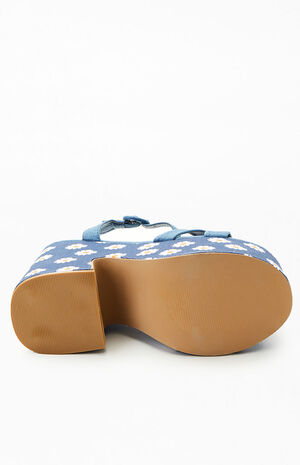 Women's Chunky Platform Denim Daisy Heels image number 4