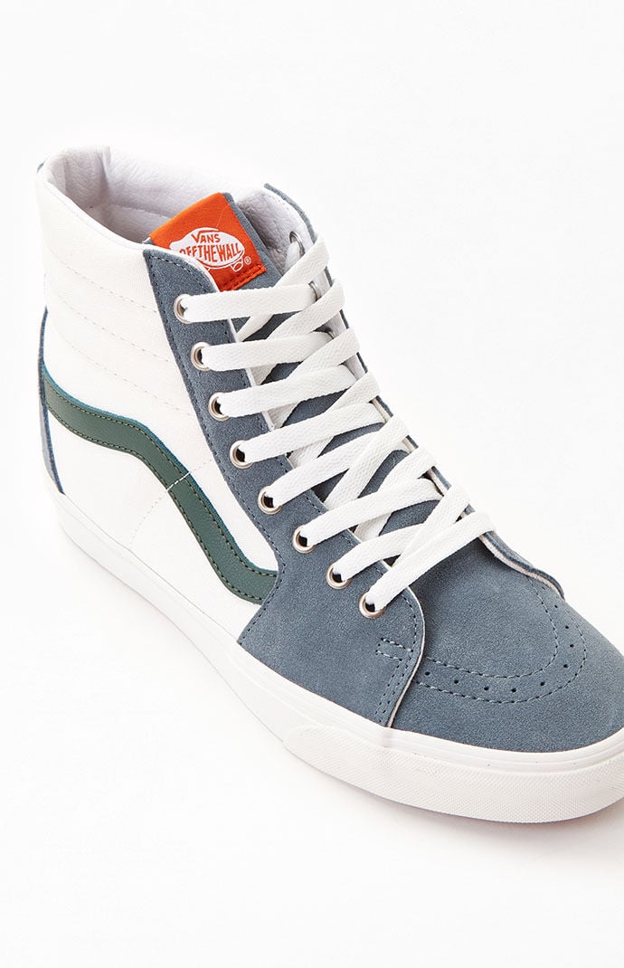 Vans sk8 hi blue and white store